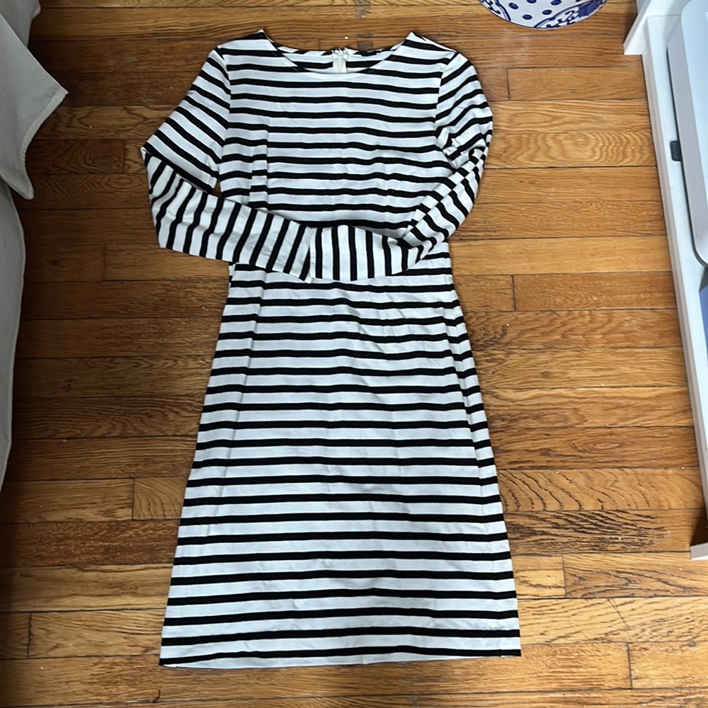 JCrew Black and White Stripe Dress